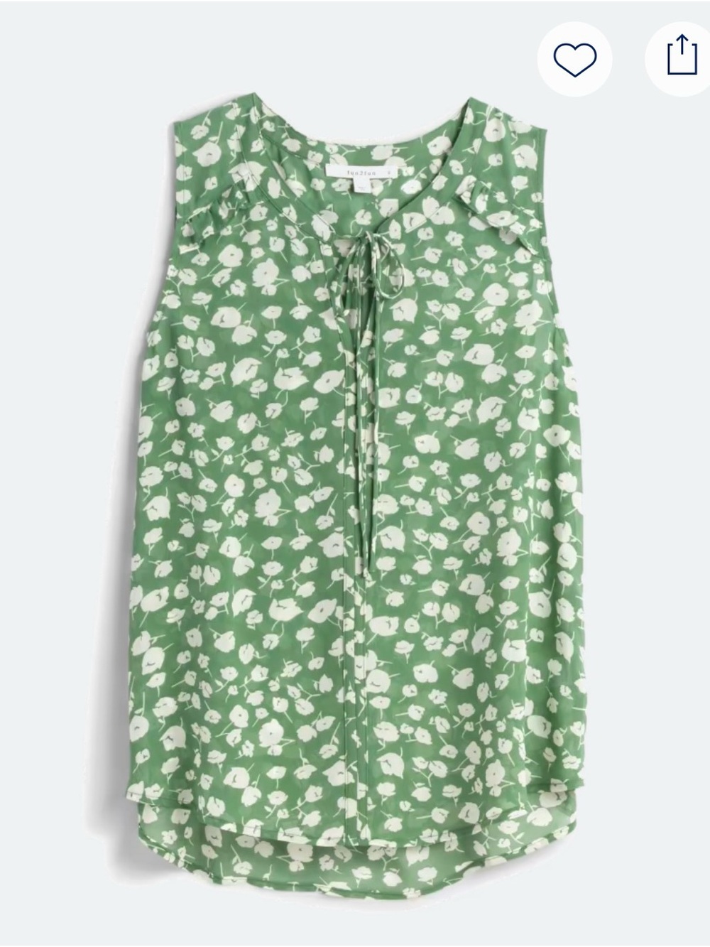 Fun2Fun Green Sleeveless Floral Tie-Neck Blouse - Small
